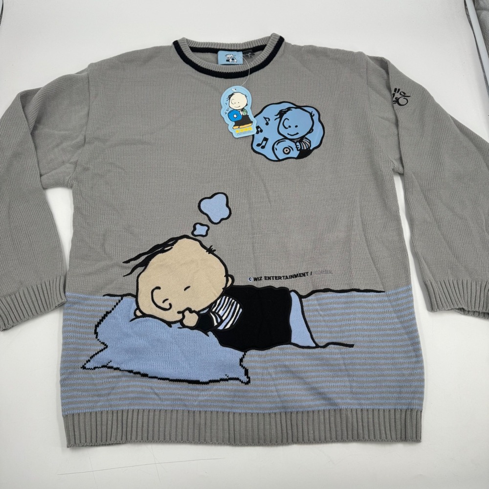 Rare Vintage Southpole x Peanuts Collab Knit Sweater Kong Men Gray Large Wiz Ent
